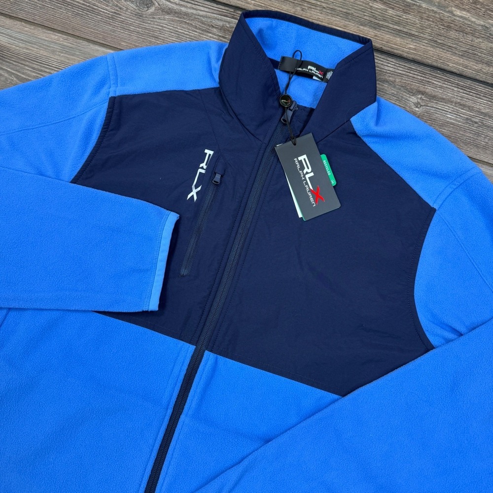 RLX Ralph Lauren Golf Fleece Jacket Full Zip Blue Mens Size Large NEW
